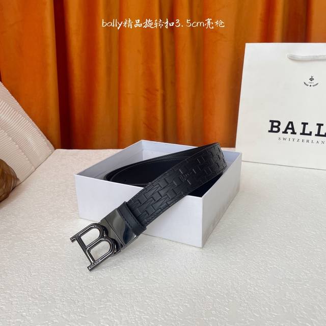 Bally New Leather Embossed Belt, Black Plain Weave Base, Suitable For Casual Or