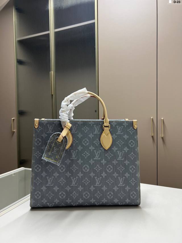 Lv Onthego Denim Tote Bag Retro And Elegant Full Of High-End Feeling Moderate Si Lv Onthego Denim Tote Bag Retro And Elegant Full Of High-End Feeling Moderate Si