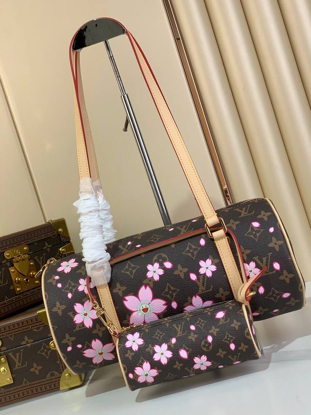 Top Original L Papillon Handbag M13097 Old Flower Sakura Murakami Takashi This P