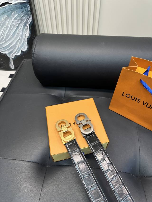 Upgraded Version Ferragamo High Version Full Steel Belt Belt Hey Ha Original Lea