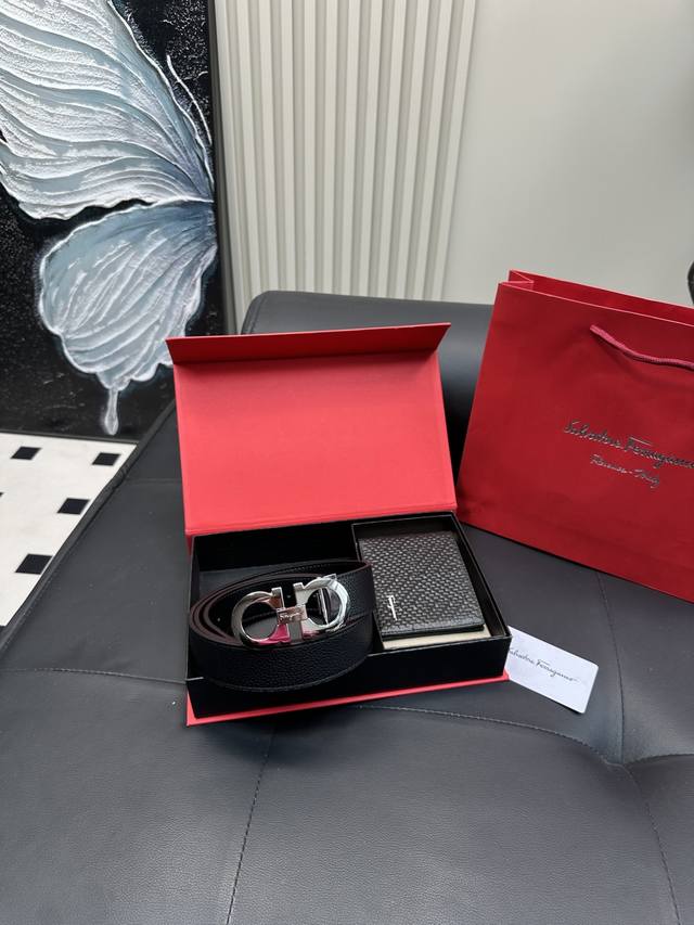 Wallet + Belt Set Ferragamo High Version Belt Popular Belt The Most Popular Vers