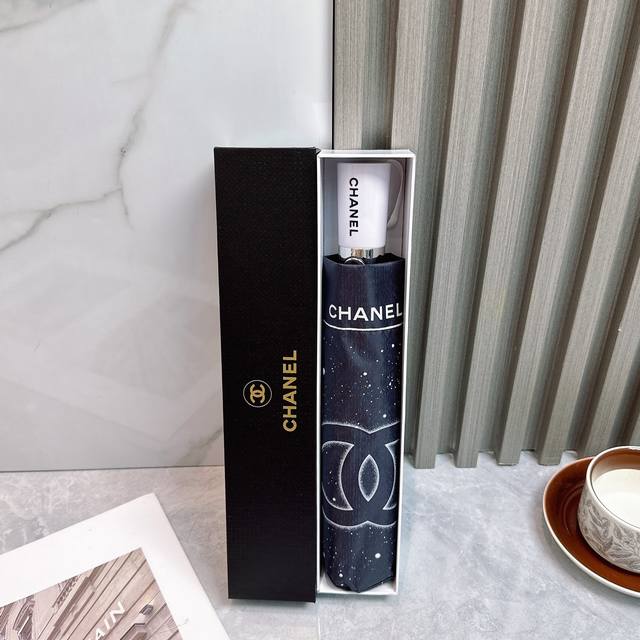 chanel Chanel New Summer Fully Automatic Folding Umbrella Black Coating Sunsc chanel Chanel New Summer Fully Automatic Folding Umbrella Black Coating Sunsc