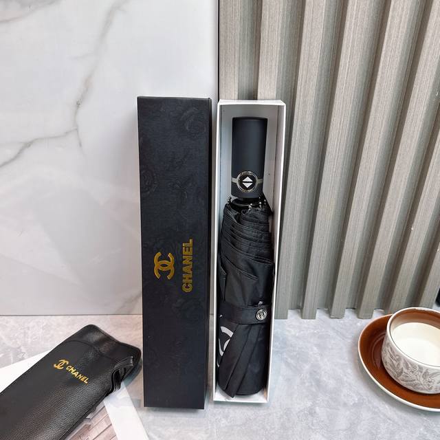 chanel Chanel New Summer Fully Automatic Folding Umbrella Black Coating Sunsc chanel Chanel New Summer Fully Automatic Folding Umbrella Black Coating Sunsc