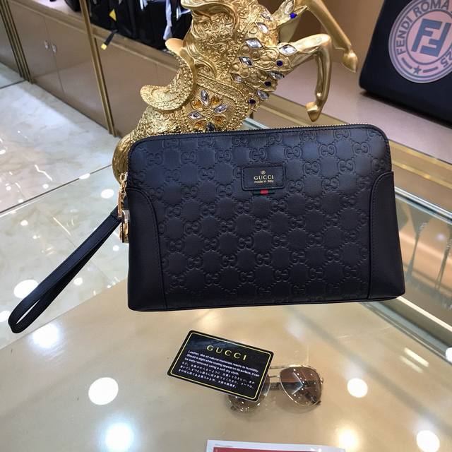 Guccl Model P110 Gucci's new men's clutch, imported top-grain leather, top-grade
