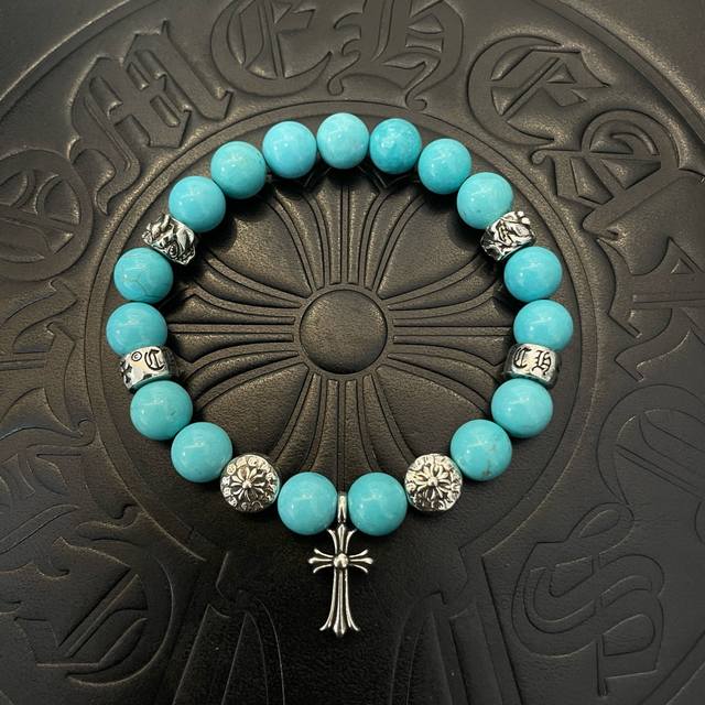 New counter quality Chrome Hearts classic retro multi-element blue turquoise bra