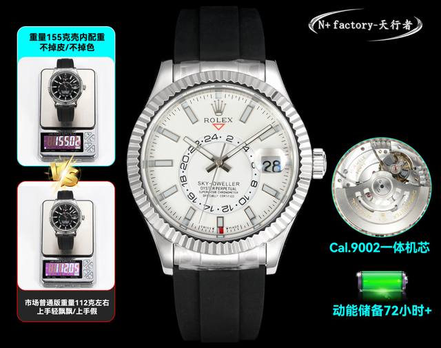 N+ Factory』原装克重:155克性价比配重天行者到货！ 纵横寰宇，分秒皆赢』 1：N+ Factory采用904L精钢包壳内部配重，拒绝使用底盖加厚加重