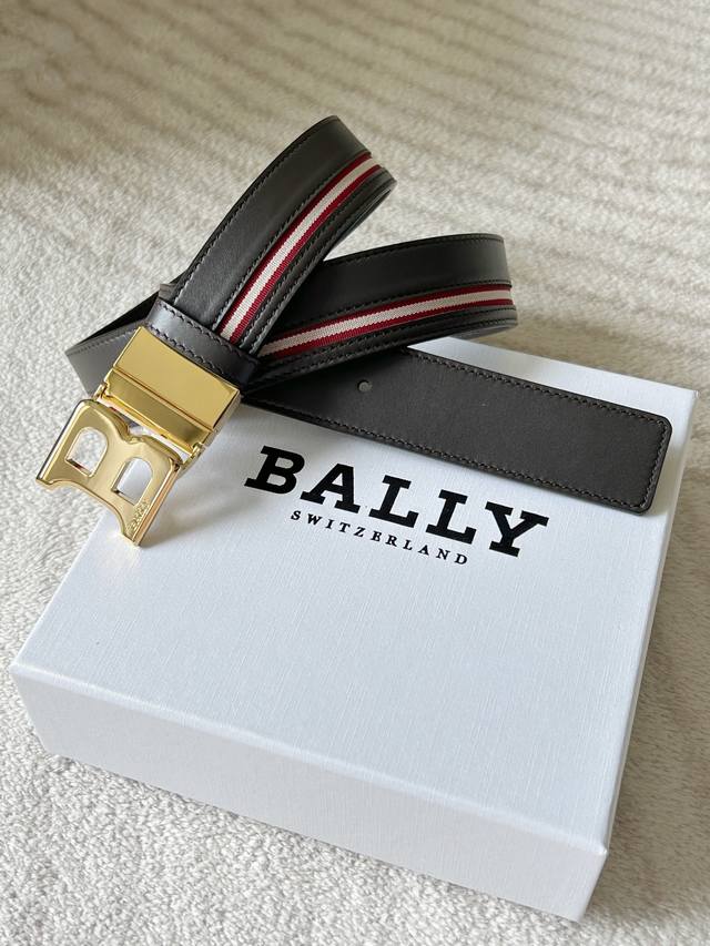 Bally Men's casual double-sided belt width 3.5cm This Tamal double-sided cowhide