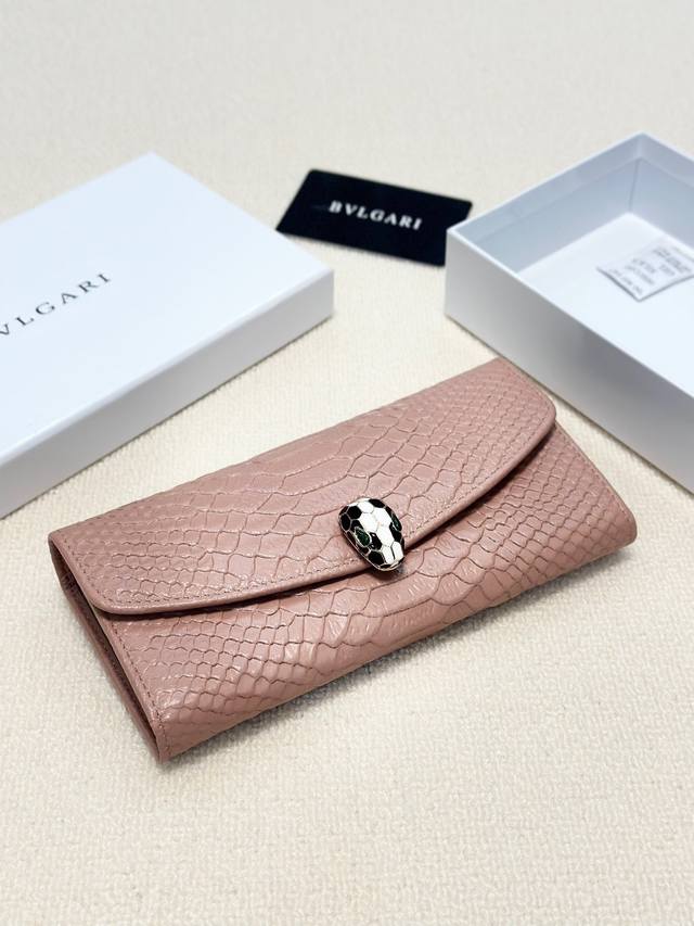 Color Black and Pink Size 19X10 Bulgari original cowhide wallet Super strong wo