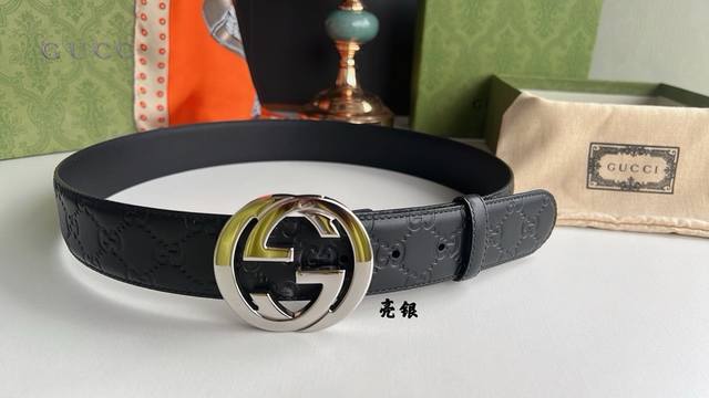 Gucci men's fashion belt, classic style from the counter, first layer cowhide l