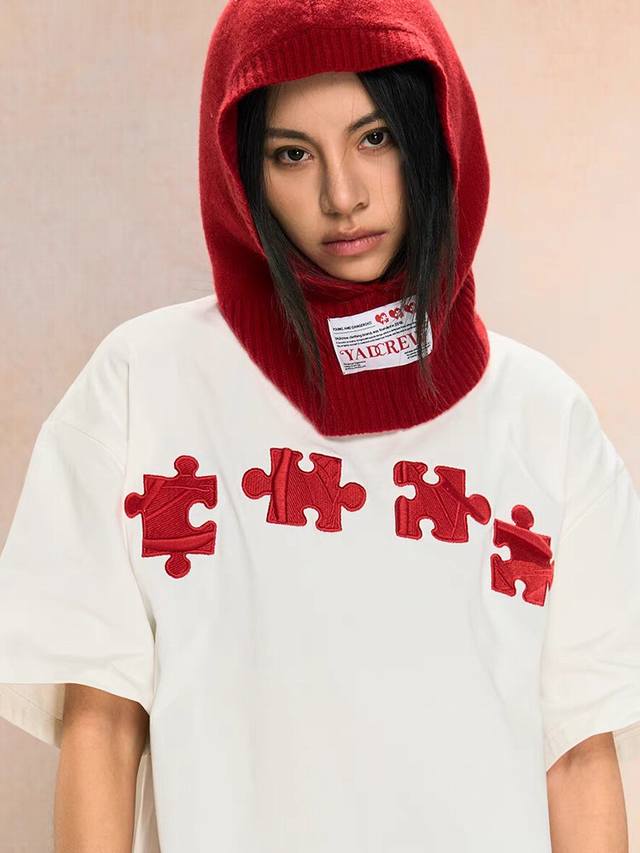 Ya08 Yadcrew puzzle three-dimensional texture embroidery short-sleeved new trend