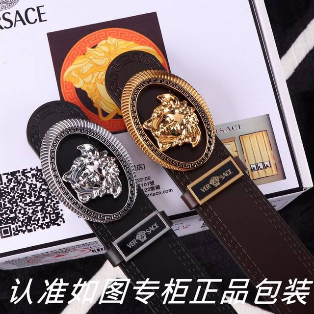 品名：范思哲.Ver Sace双面用 型号：认准如图专柜包装，赠送打孔器材料：百分百头层牛皮保证真皮。美人头，24K钢扣，复古雕花工艺专柜同等质量， 送人自用首