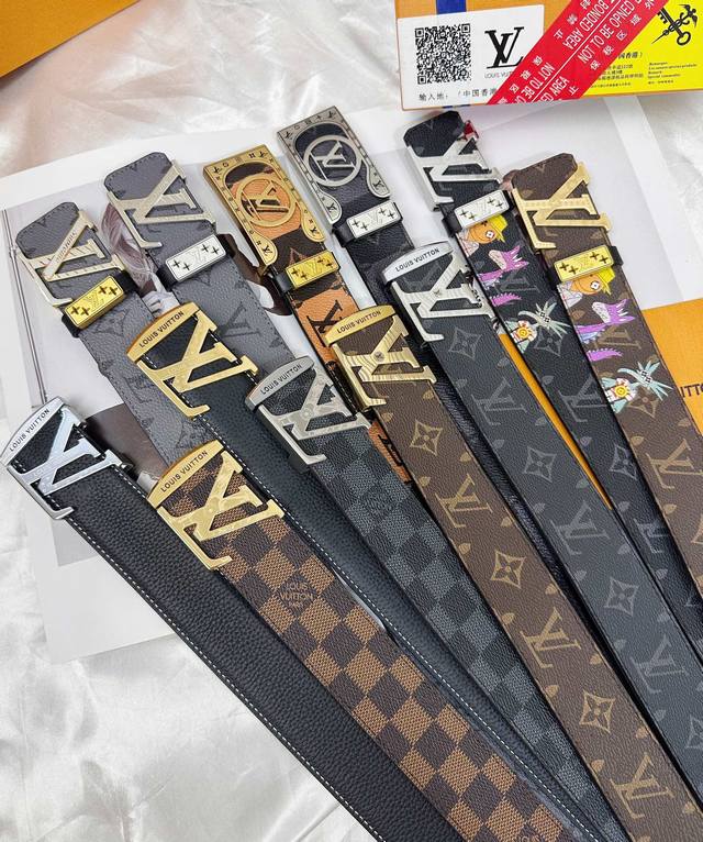 皮带：Lv..路易..威登顶级复刻 -150腰带：原单品质百分百进口原厂头层牛皮，保证真皮。雕花设计.真空电镀.永不掉色.24K纯钢扣头层小牛皮系列双面可用专柜