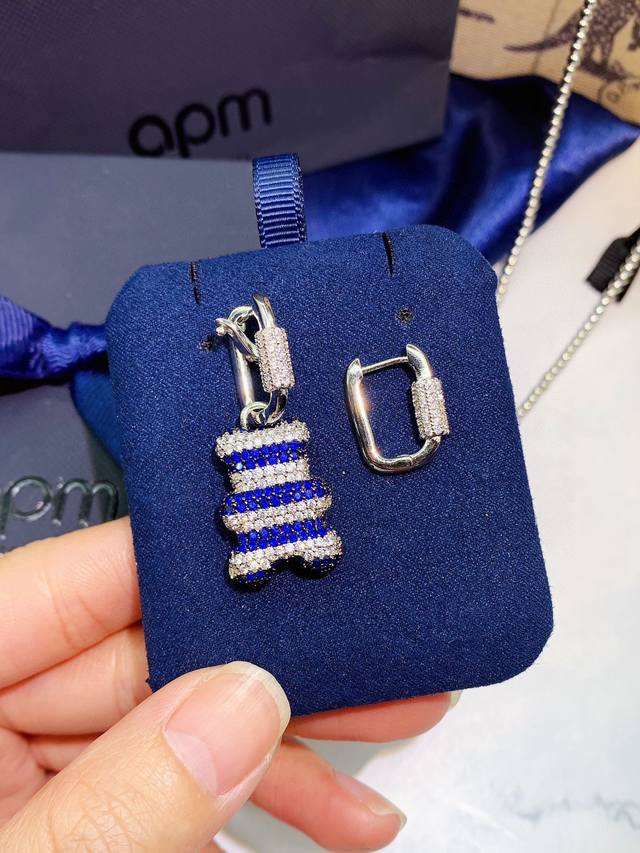 A batch M Monaco Yummy blue and white asymmetrical earrings personalized earring A batch M Monaco Yummy blue and white asymmetrical earrings personalized earring