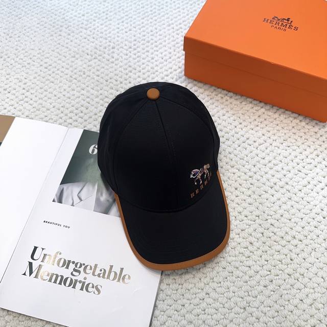 新款出货 HermèS 爱马仕 最新款原单棒球帽，拼色H，正品开模订制，原版透气帆布面料+原厂精钢调节扣，做工细致，时尚帅气质量超赞！