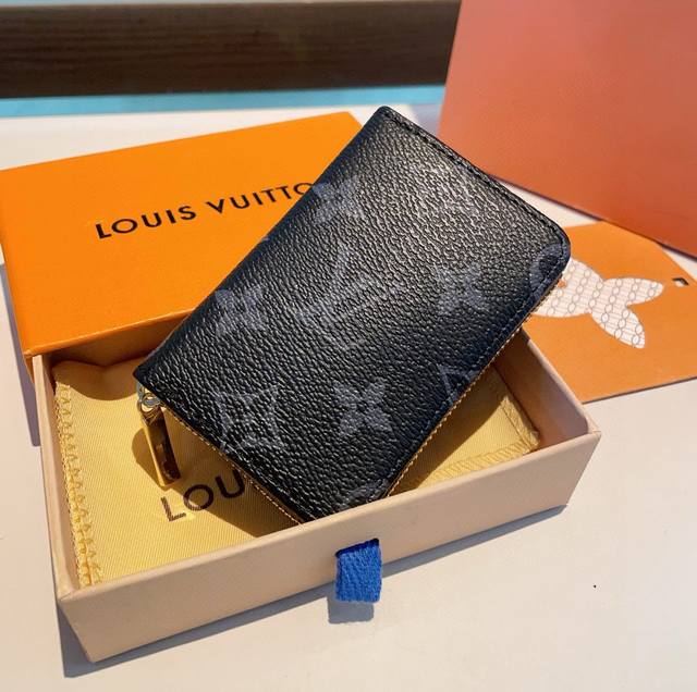 Lv old flower card bag key bag, classic old flower card bag coin purse dual use,