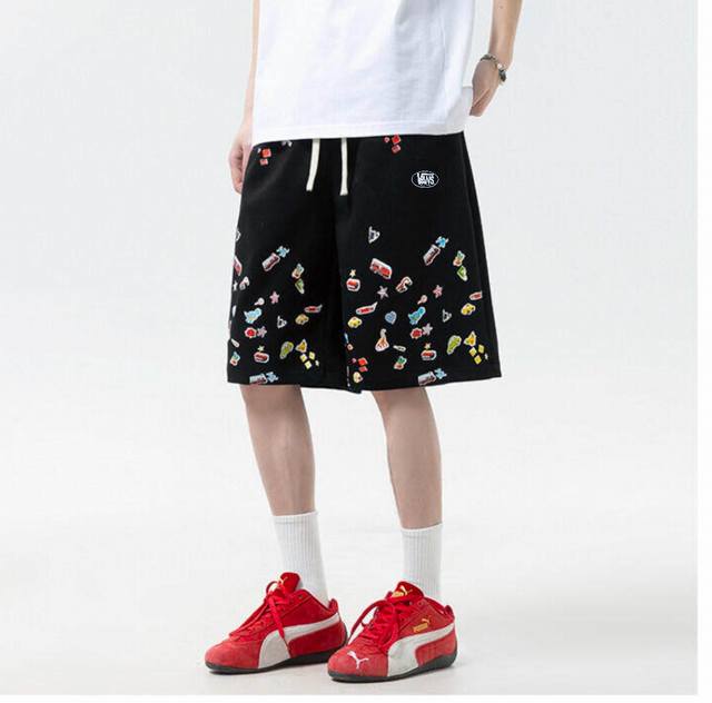 Vans summer new style, unisex elastic waist, thin, breathable, fun, multi-print