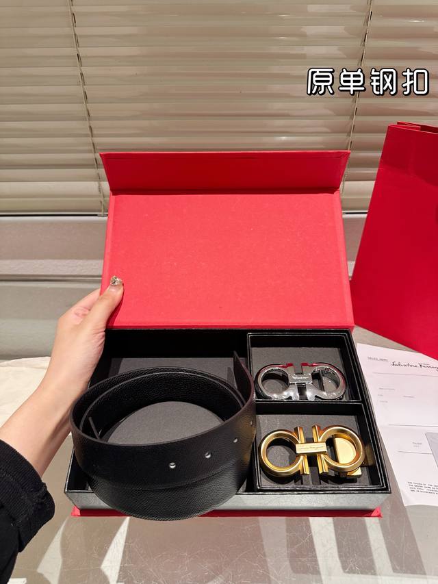 Double-headed steel buckle High-end version! Salvatore Ferragamo leather belt ~
