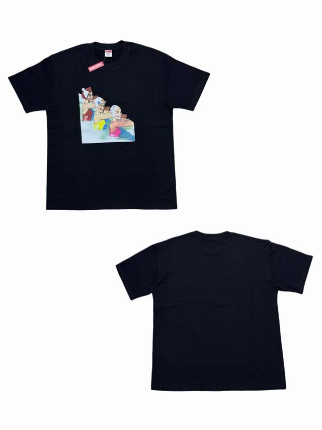 Su133# Supreme Ss18 Swimmers Tee Black printed short-sleeved T-shirt, unisex, bl Su133# Supreme Ss18 Swimmers Tee Black printed short-sleeved T-shirt, unisex, bl