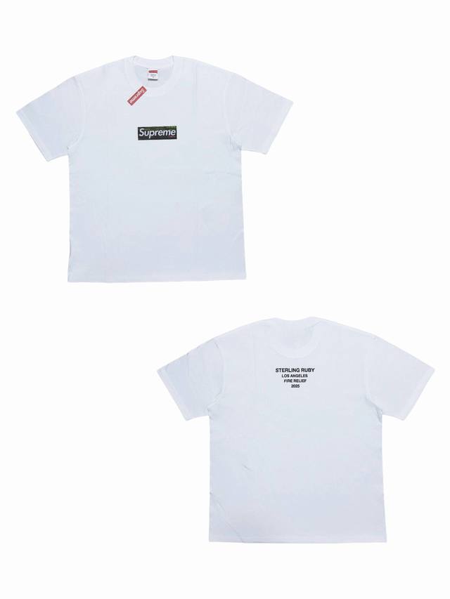 Su138# Supreme Ss25 Los Angeles Wildfire Rescue Box Logo short-sleeved T-shirt, Su138# Supreme Ss25 Los Angeles Wildfire Rescue Box Logo short-sleeved T-shirt,