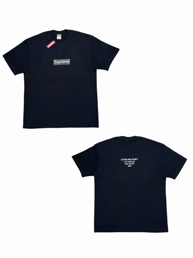 Su137# Supreme Ss25 Los Angeles Wildfire Rescue Box Logo short-sleeved T-shirt, Su137# Supreme Ss25 Los Angeles Wildfire Rescue Box Logo short-sleeved T-shirt,