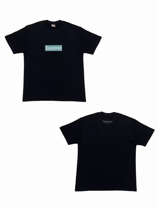 Su104# White background Supreme Tiffany co-branded Box Logotee T-shirt short sle Su104# White background Supreme Tiffany co-branded Box Logotee T-shirt short sle