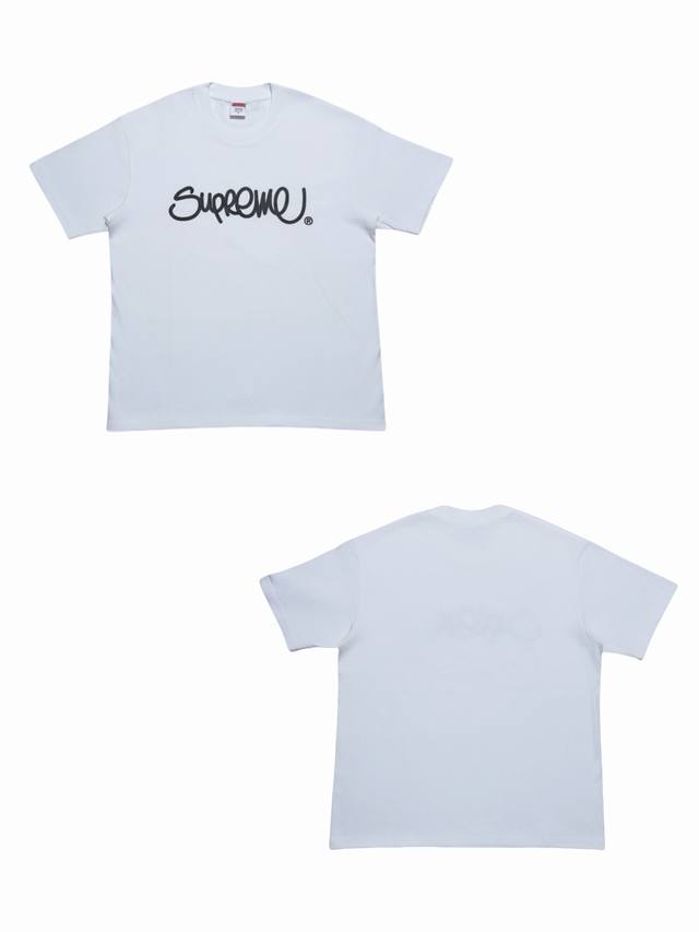 Su109# White background Supreme Ss22 line cursive letter graffiti T-shirt short Su109# White background Supreme Ss22 line cursive letter graffiti T-shirt short