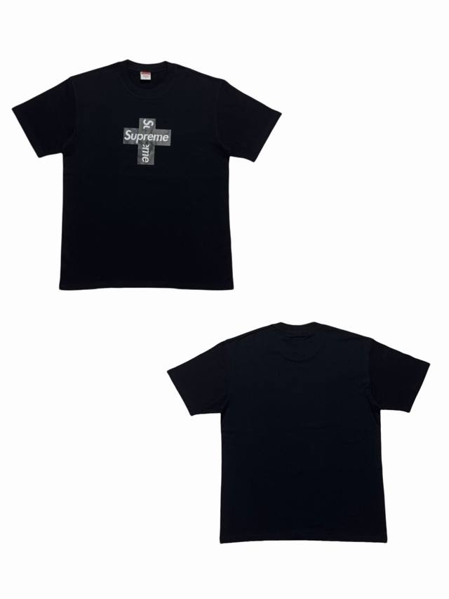 Su114# White background Supreme cross Logot short-sleeved shirt, unisex style us Su114# White background Supreme cross Logot short-sleeved shirt, unisex style us