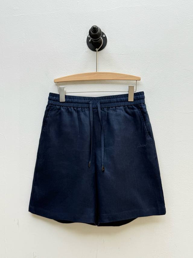 Bri linen embroidered leather-trimmed shorts, produced by OEM factory P New summ