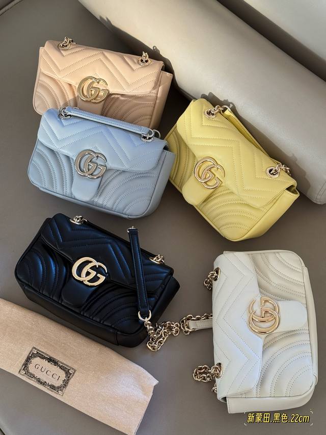 Upgraded version with box, light gold Size: 22*13Cm Gg Marmont's new bag You mus