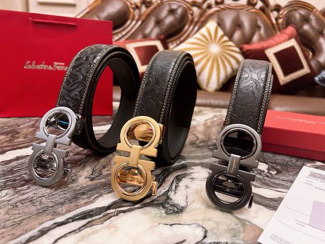 The perfect gift! Salvatore Ferragamo's latest automatic buckle top-grain cowhid
