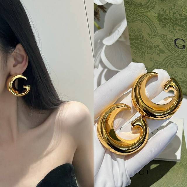 编号Ged0156 Gg光面耳环 休闲精致百搭单品♀