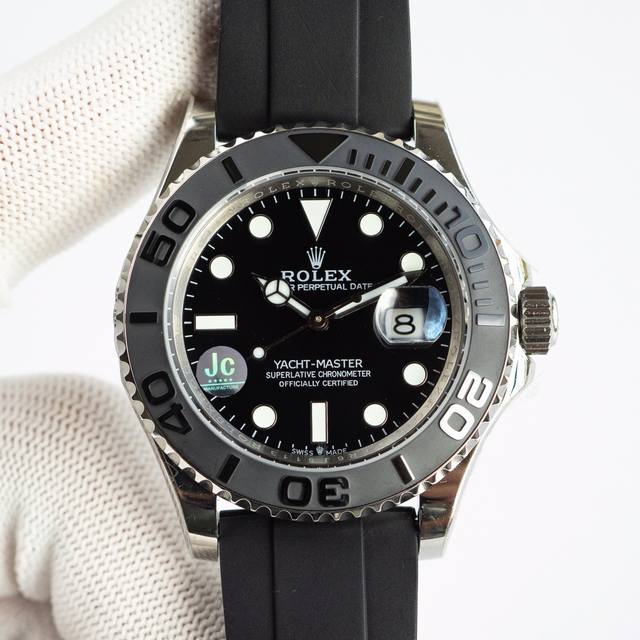 Yacht Master 游艇名仕型 116655 运动男表 精钢镀厚玫瑰金表壳 陶瓷表圈 可双向转动 旋入式表冠 蓝宝石镜面有日历放大镜6点位镭射皇冠防伪 橡