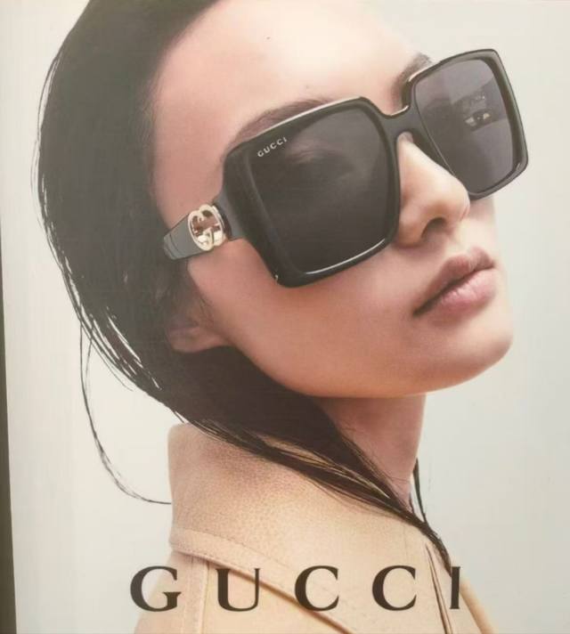 Gucci古奇 2025新款明星同款 开云眼镜古驰Gucci矩型窄框太阳个性时尚镜墨镜 猫眼镜框