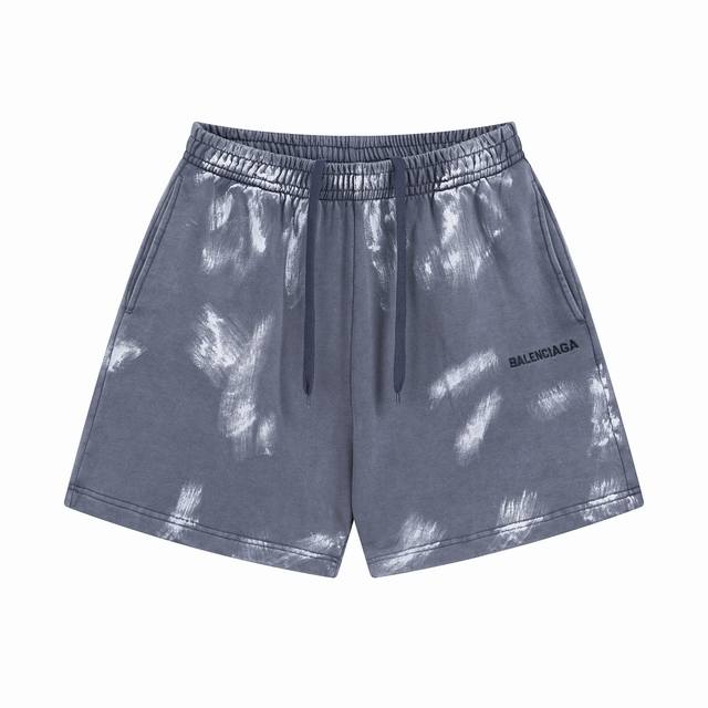 Balenciaga 巴黎世家 25Ss油漆喷墨刺绣字母短裤 本市场No.1的质量 真正天花板品质 成衣做件染 再做炒雪花工艺做旧 全部原版开发注意细节图 避免