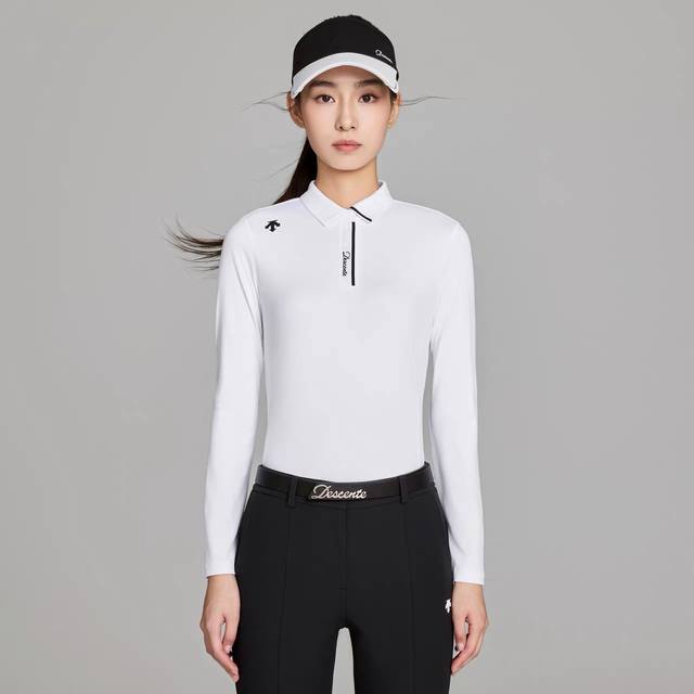 品名:Des女士高尔夫polo Descente Golf迪桑特高尔夫女pro长袖polo衫 220G高克重面料,高尔夫女子长袖polo衫,主身采用Carvic 品名:Des女士高尔夫polo Descente Golf迪桑特高尔夫女pro长袖polo衫 220G高克重面料,高尔夫女子长袖polo衫,主身采用Carvic