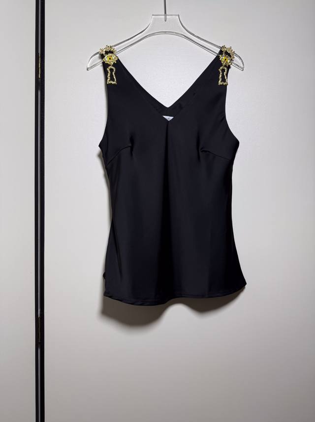 New custom metal buckle brooch detachable decorative V-neck sleeveless vest top