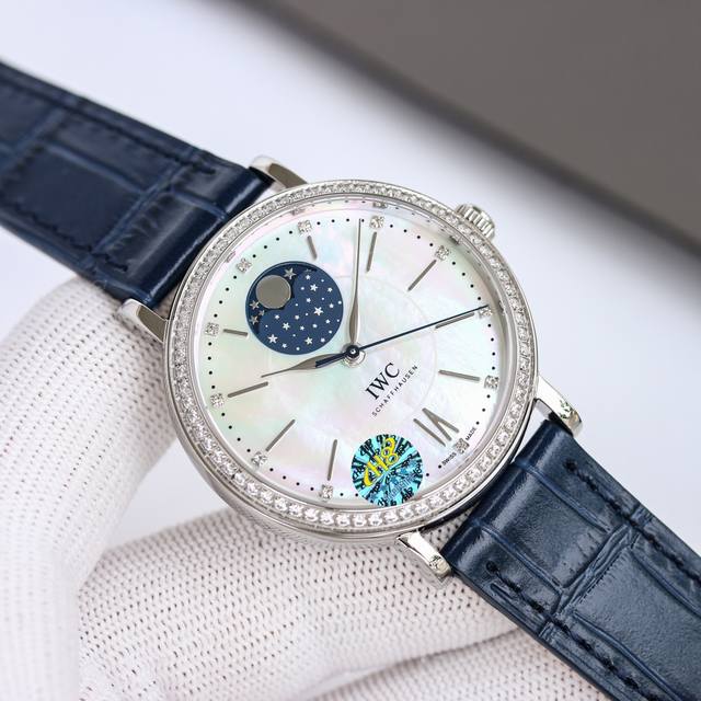 White case, gold case, diamond 50 H8 IWC Women's IWC Portofino Moon Phase Automa