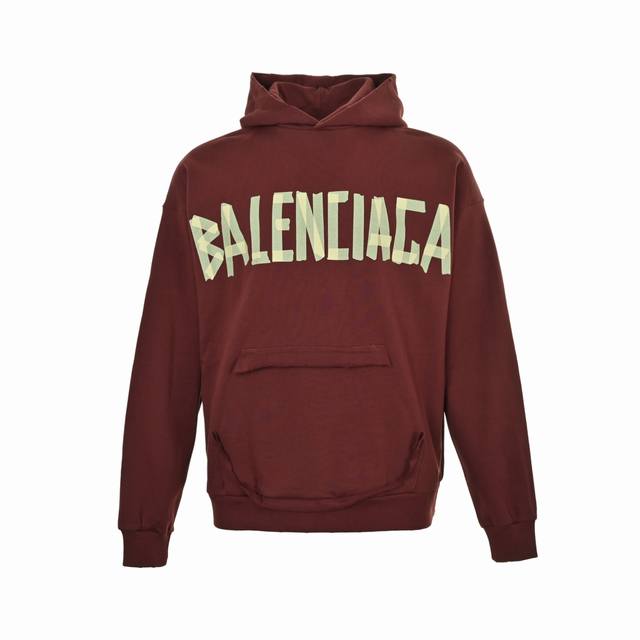 Balenciaga 巴黎世家 美纹纸胶带印花连帽卫衣 本部研发 购入原版 耗时45天 面料采用定制480克精梳棉面料 下垂感和面料硬挺度非常屌 胸前胶带字母数