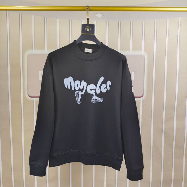 M*Ncler 蒙口2025秋冬新款原单男士休闲卫衣 高端定制 高版本 时尚百搭爆款Os宽松落肩偏大版型印花Logo图案设计 原版进口420克双股纯棉面料 螺纹