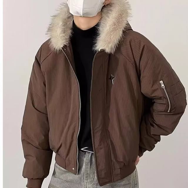 Style No.: 310 Autumn/Winter Fur Collar Warm American High Street Zip-Up Jacket Style No.: 310 Autumn/Winter Fur Collar Warm American High Street Zip-Up Jacket