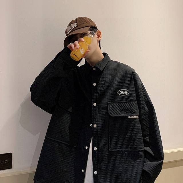 Vans Overseas Edition Solid Color Versatile Textured Collar Shirt Jacket, unisex