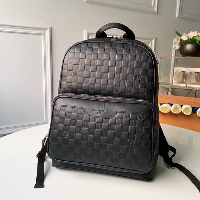 Top-grade original Campus backpack N40094, made of Damier Infini cowhide with a