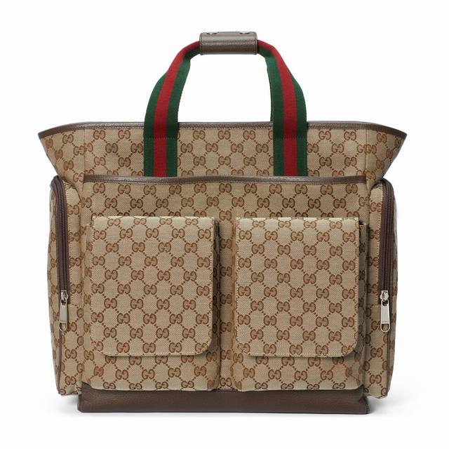 Gucci新款专柜品质，顶级原单、原厂皮、实物实拍，款号:768116杏布配皮 尺寸:W40Xh35Xd20Cm，