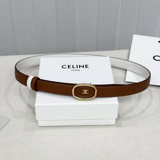 Celin E新品立体浮标扣女士腰带 意大利进口小牛皮 搭铜扣 宽度2.5双面佩戴