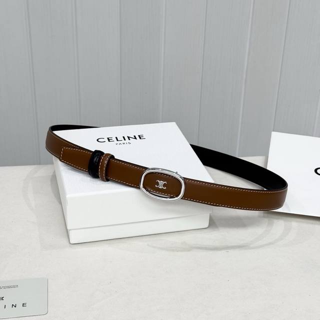 Celin E New 3D Buoy Buckle Women's Belt, Italian Imported Calfskin with Brass Bu