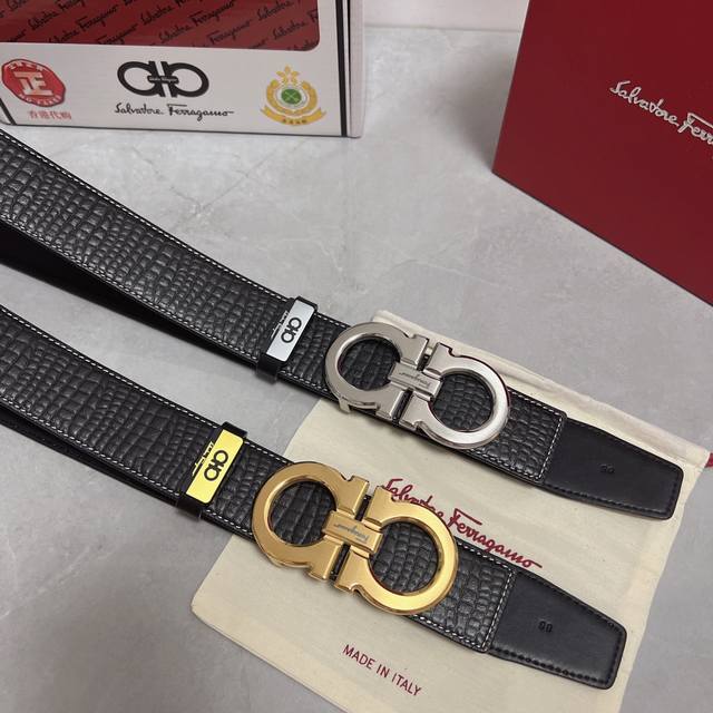 品名：菲拉格幕 原单皮带 材质：原单牛皮腰带 百分百头层牛皮腰带保证真皮，24K纯钢扣，专柜原单品质、做工精细，时尚大牌，送人自用首选 包装： 请认准如图专柜包