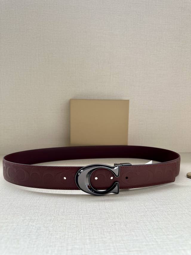 3.8cm Width Coach This reversible belt combines two styles: one side is made of