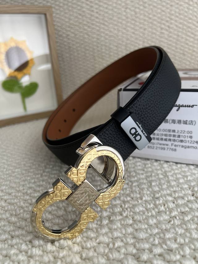 品名：菲拉格幕 原单 材质：原单牛皮腰带 百分百头层牛皮腰带保证真皮，24K纯钢扣，专柜原单品质、做工精细，时尚大牌，送人自用首选 包装： 请认准如图专柜包装赠