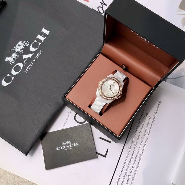 Coach's Ceramic Collection has a new addition! This 32mm diameter quartz watch f
