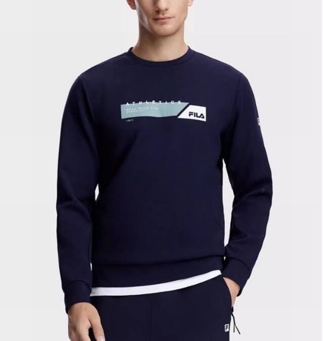 Fila Official Men's Knitted Long-Sleeve Top, New Basic Fitness Sports Pullover S Fila Official Men's Knitted Long-Sleeve Top, New Basic Fitness Sports Pullover S